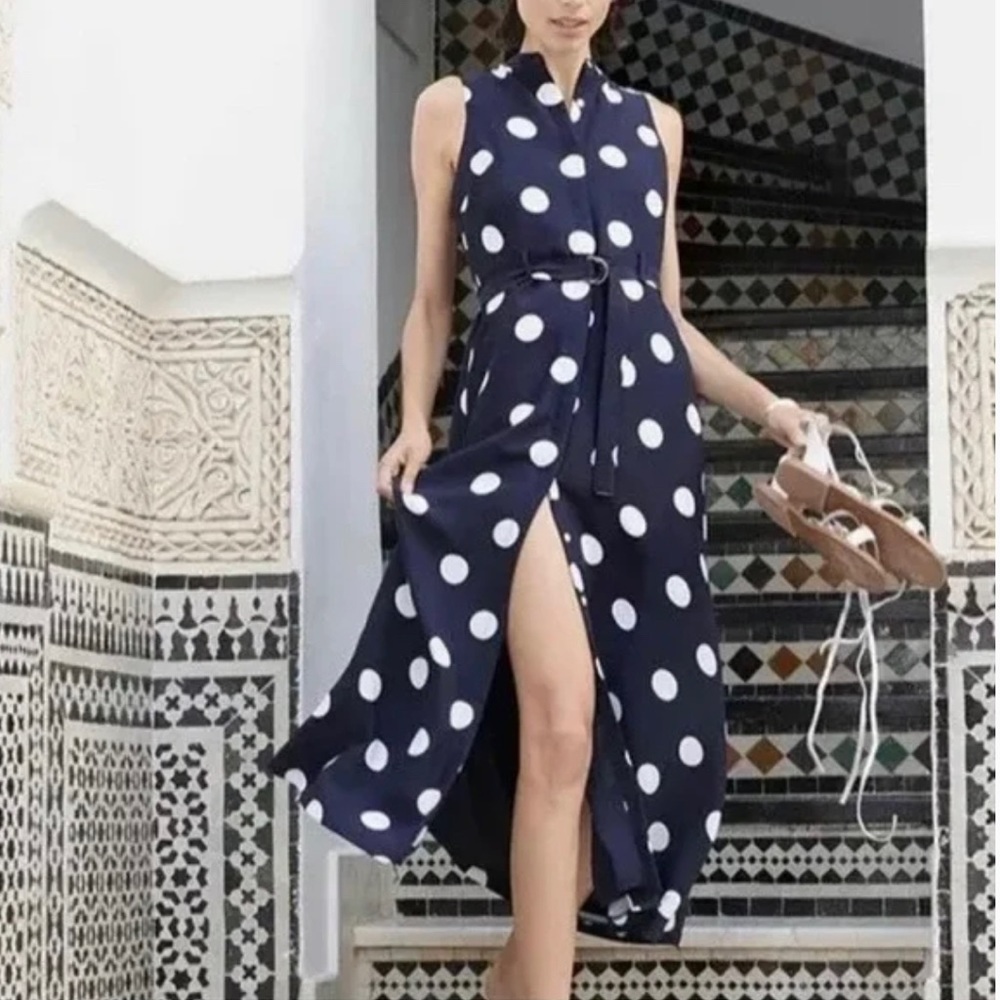 Banana republic navy polka dot dress NWT